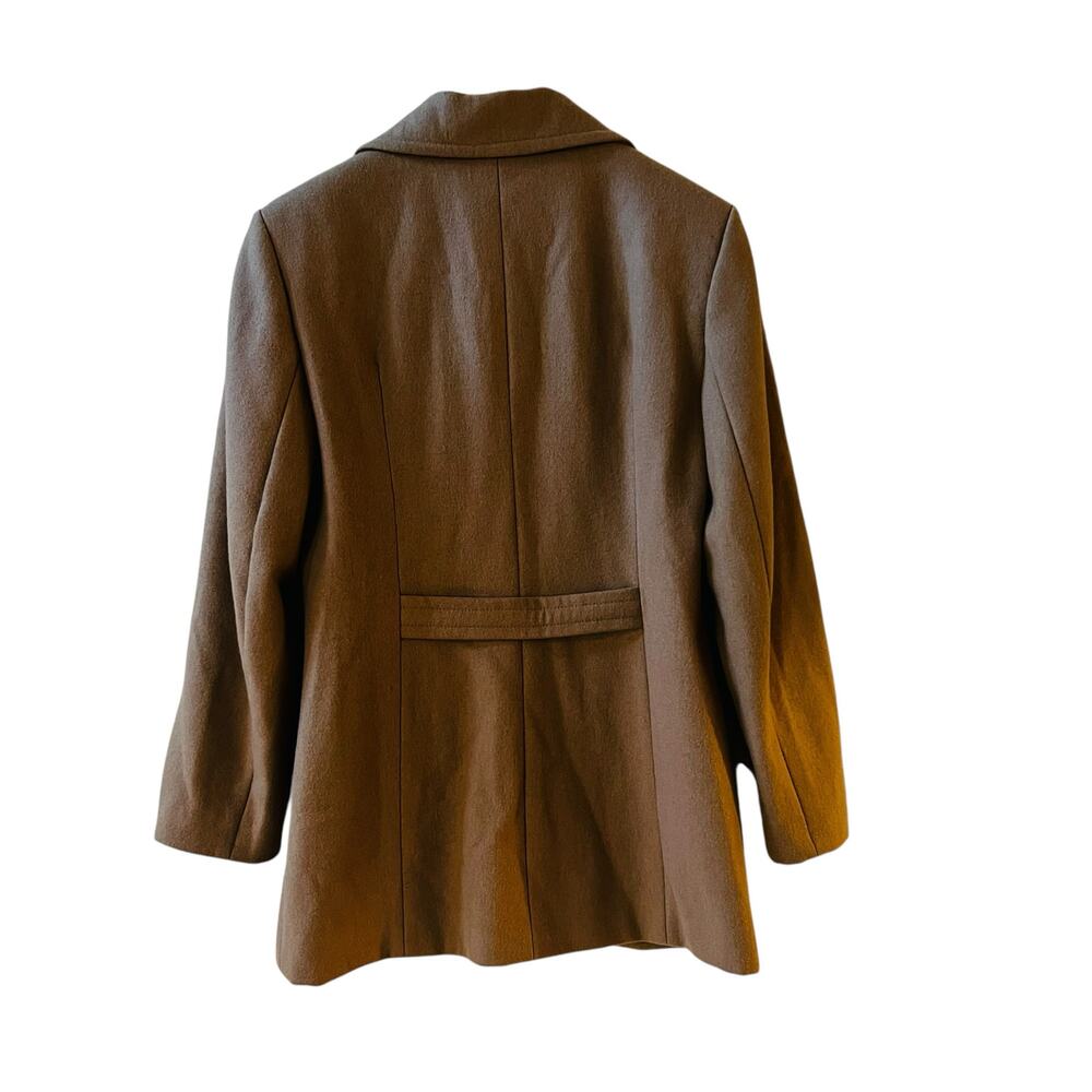 Halston Studio Wool Blend Double Breasted Jacket Size 10 Brown - Picture 3 of 8